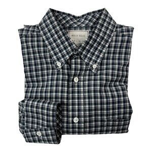 Billy Reid Blue Brown & White Plaid Long Sleeve Cotton Button Down Mens Size S